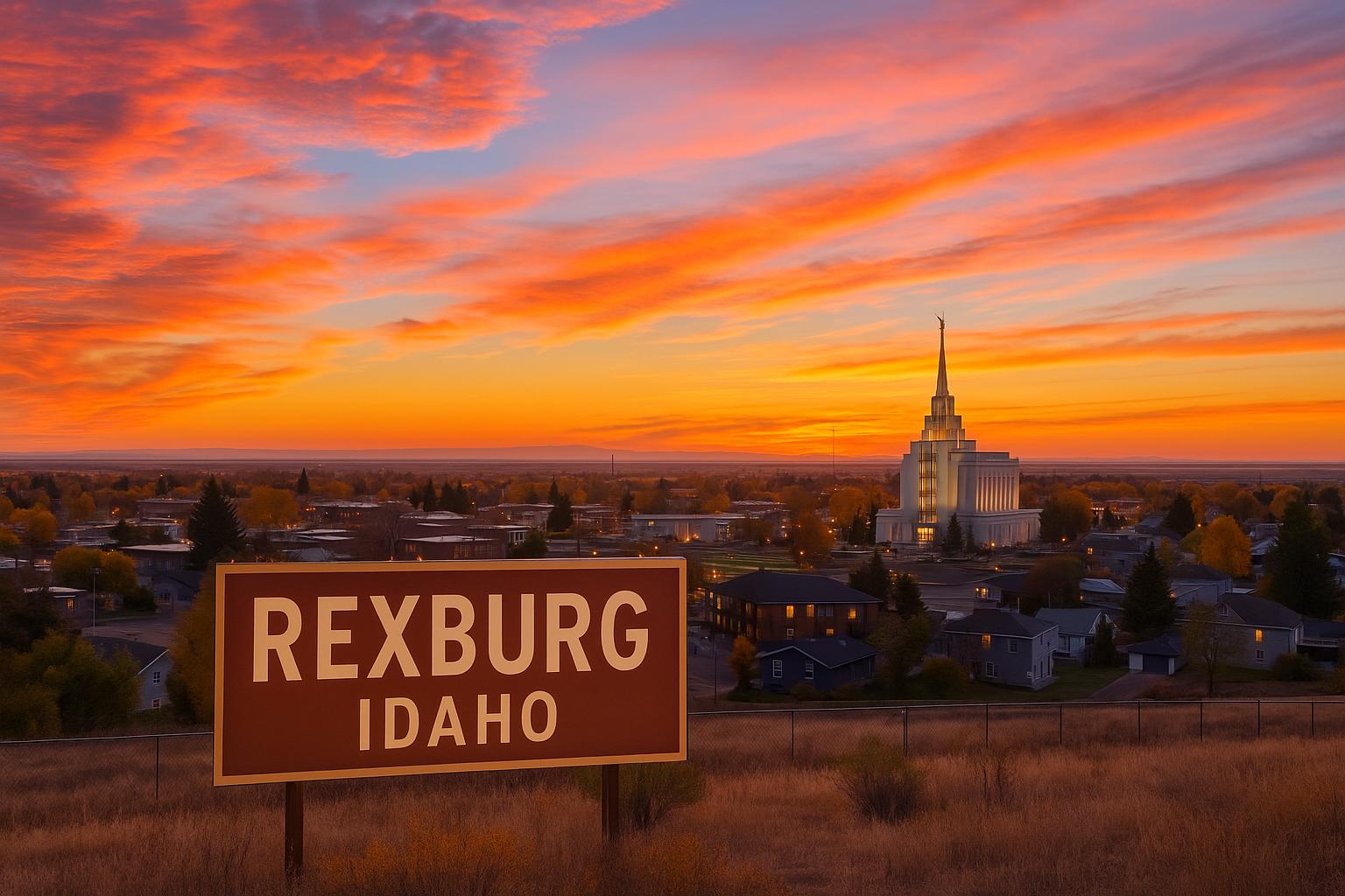 Rexburg Idaho at sunset