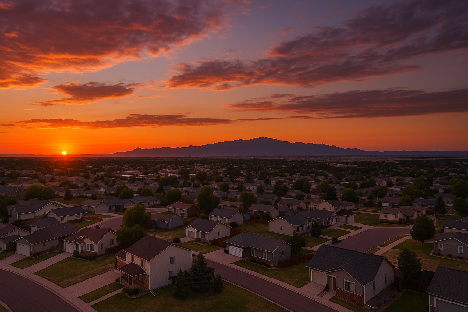 Widefield Colorado at sunset