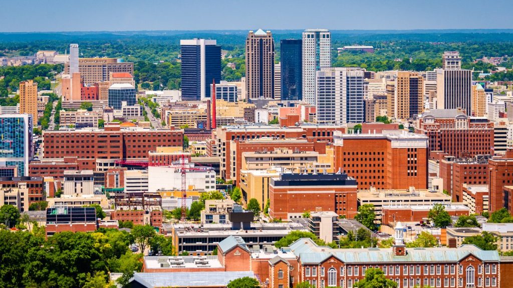 Birmingham Alabama skyline aerial view private investigator
